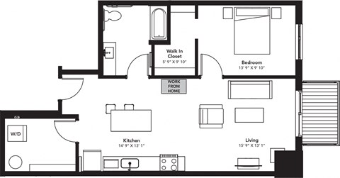 a floor plan of a house with a bedroom and a living room